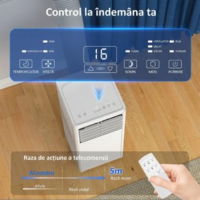 HOMCOM Aparat de Aer Condiționat Portabil 7000 BTU, Unitate 4-în-1 cu Răcire, Dezumidificator, Ventilator, Mod Noapte | Aosom Romania