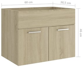 Dulap de chiuveta, stejar Sonoma, 60x38,5x46 cm, PAL Stejar sonoma, Dulap pentru chiuveta, 1