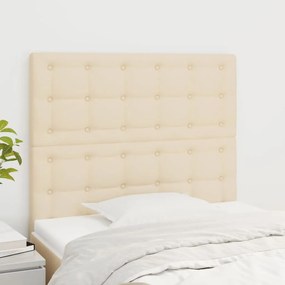 vidaXL Tăblii de pat, 2 buc, crem, 100x5x78/88 cm, textil