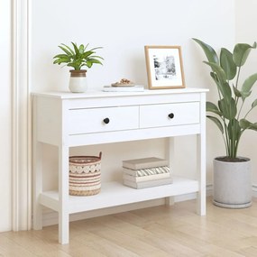 814625 vidaXL Masă consolă, alb, 100x35x75 cm, lemn masiv de pin