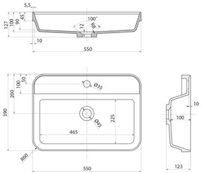 Sapho - Lavoar încastrat 55 x 39 cm, din ceramică, alb