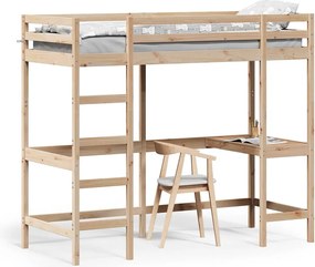vidaXL Cadru pat supraetajat cu birou, 75x190 cm, lemn masiv de pin
