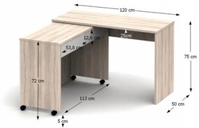 Masa extensibila PC cu sertare, stejar sonoma alb, VERSAL NEW