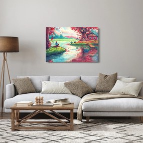 Tablou - Acuarelă, Golf într-un sat de munte (90x60 cm)