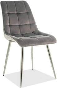 Scaun CHIC, gri/crom, stofa catifelata/metal, 50x58x88 cm