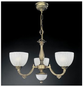 Candelabru cu 3 brate design clasic din alama si sticla 5600