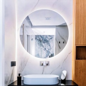 Oglinda decorativa rotunda cu iluminare de fundal LED