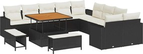 vidaXL Set de canapele pentru grădină 13 pcs Negru poliratan