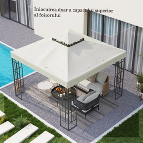 Outsunny invelis de inlocuire pentru Pergola de Gradina cu Doua Nivele si Orificii de Drenaj, 300x300 cm, Alb Crem | Aosom Romania