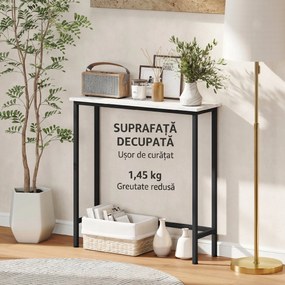 HOMCOM Masă Consolă pentru Hol, cu Blat cu Efect de Marmură, Alb și Negru | Aosom Romania