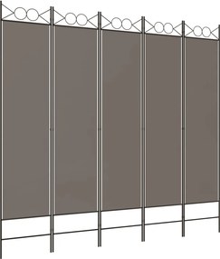 vidaXL Paravan de cameră cu 5 panouri, antracit, 200x200 cm, textil