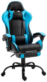 Fotoliu birou gaming cu suport pentru picioare, negru albastru, TARUN