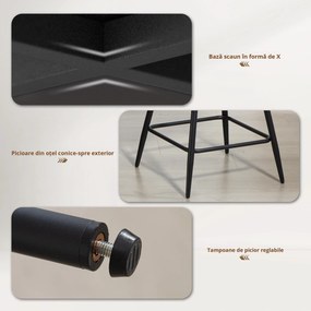 HOMCOM Set 2 Scaune de Bar cu Spătar și Brațe Rotative din Catifea Bej | Aosom Romania