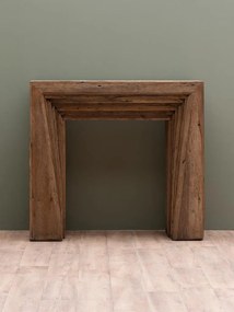 Consola pentru semineu, din lemn reciclat, aspect rustic, Asturias
