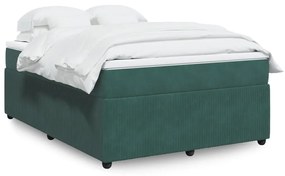 3285647 vidaXL Pat box spring cu saltea, verde închis, 140x200 cm, catifea