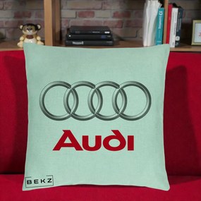 Perna Personalizata cu emblema Audi, 40x40 cm, Verde Menta, Husa Detasabila, Perna Inclusa, BEKZ®