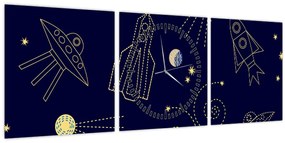 Tablou - Universul (cu ceas) (90x30 cm)