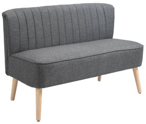 HOMCOM Canapea Moderna Desing Minimalist din Material Textil si Lemn fara Cotiere, Gri inchis 117x56.5x77cm