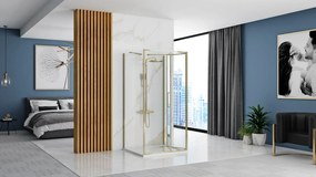 Cabina de dus de perete Rapid Fold Auriu 90x80cm, Rea