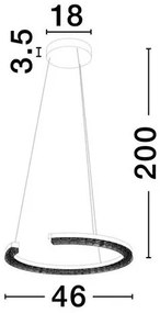 Lustra circulara aluminiu negru GREAMY D-46cm