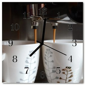 Ceas de perete din sticla pătrat Masina de cafea Alimente și băuturi alb