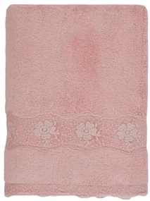Prosop de corp STELLA cu dantela 85x150 cm Roz Trandafir / Pink Rose