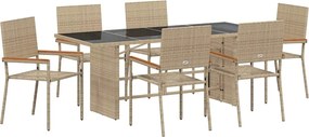 vidaXL Set de masă pentru grădină 7 pcs Bej poliratan