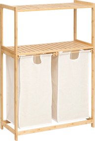 Raft din bambus cu coș pentru rufe TIDY BOX, 72 x 33 x 109 cm