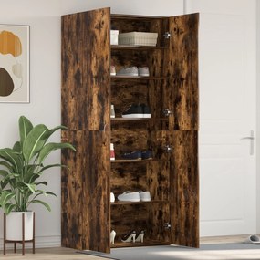 vidaXL Dulap pentru pantofi Stejar afumat 80x35,5x180 cm Lemn prelucrat