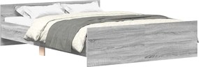 vidaXL Cadru de pat cu tăblie la cap/picioare, gri sonoma, 140x200 cm