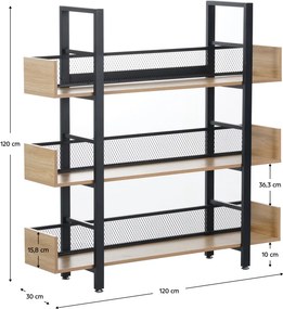 Raft cu 3 poliţe, stejar/negru, KILIS NEW TIP 1