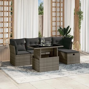 3274640 vidaXL Set mobilier grădină cu perne, 6 piese, gri, poliratan