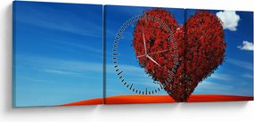 Tablou - Inimă din copac (cu ceas) (90x30 cm)