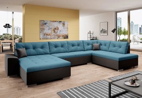 Supermobel Coltar in forma de U WITOS, 344x81x163, malmo 95 /piele ecologica alba, dreapta