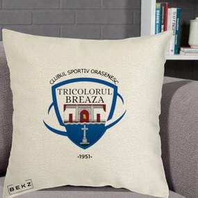 Perna Personalizata CSO Tricolorul Breaza 1951, 40x40 cm, Ecru, Husa Detasabila, Perna Inclusa, BEKZ®