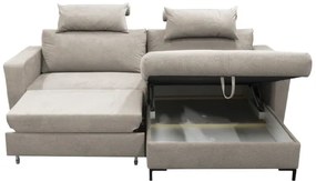 Colțar extensibil HORTA, în formă de L, cu spațiu de depozitare, pe partea dreaptă, gri