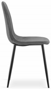 OFERTA Scaun din catifea gri inchis COMO cu picioare negre, calitatea a II-a