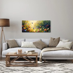 Tablou - Pajiște cu flori de primăvară, pictură (120x50 cm)