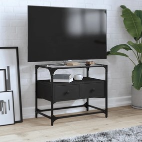 846054 vidaXL Dulap TV blat sticlă, negru, 60x35x51 cm lemn prelucrat