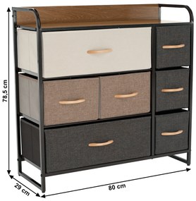 Comoda cu sertare din material textil, bej/maro deschis/maro inchis, HAZEL TYP 3