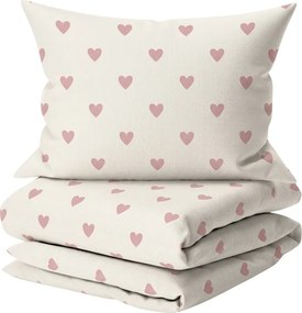 Lenjerie de pat din bumbac HEARTIS PINK crem Dimensiune lenjerie de pat: 70 x 80 cm | 140 x 200 cm