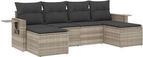 vidaXL Set canapele de grădină cu perne, 6 piese gri deschis poliratan