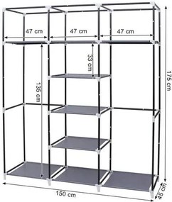 Dulap pentru haine Stofa Gri 175 x 150 x 45 cm