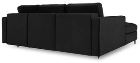 Colțar extensibil din catifea cu șezlong stânga Milo Casa Santo, negru