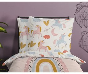 Lenjerie de pat pentru copii roz din bumbac pentru pat de o persoană 140x200 cm Unilove – Good Morning