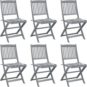 vidaXL Scaune pliante de exterior cu perne 6 buc. lemn masiv de acacia
