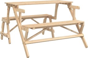 vidaXL Masă de picnic cu bănci, lemn masiv brad, convertibilă 2 în 1
