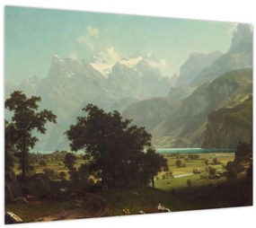 Tablou pe sticlă - Albert Bierstadt, Lake Lucerne, reproducere (70x50 cm)
