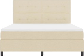 vidaXL Pat cu arcuri cu saltea cu led Crem 180 x 200 cm țesătură