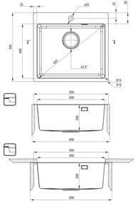 Chiuvetă de bucătărie Deante ZPO_010B OLFATO 50,5x55 cm oțel periat